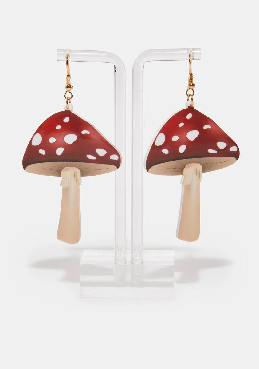 In Toadstools We Trust Mushroom Earrings