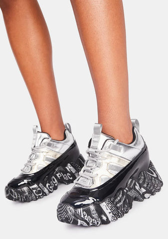 Silver Blackberry Platform Sneakers