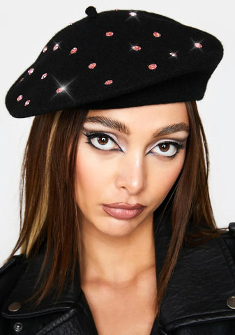 Noir Kiss Me Hello Lightweight Beret