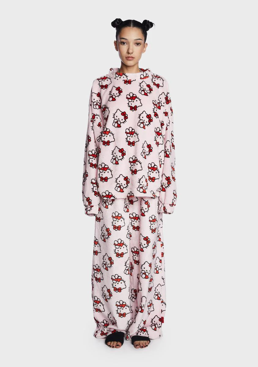 Hello Kitty Fuzzy Jumper And Trouser Set