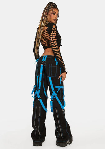 Blue Multi Eyelet Dark Street Pants