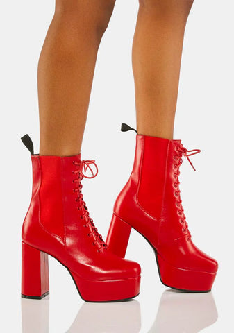 Red Picture Perfect Heeled Boots