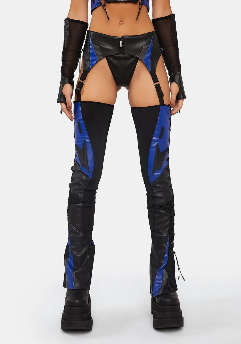 Blue Moto Suspender Chaps