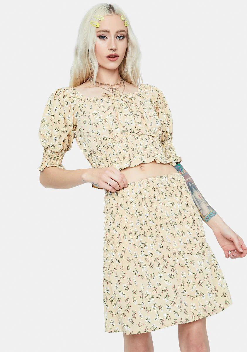 Sunny Private Beach Floral Smocked Skirt Set