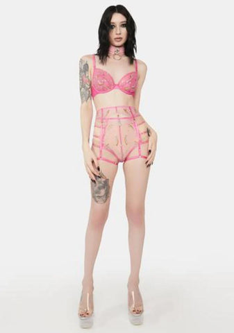 Coccinelle Rainbow Shooting Star Pride Embroidery Suspender Belt