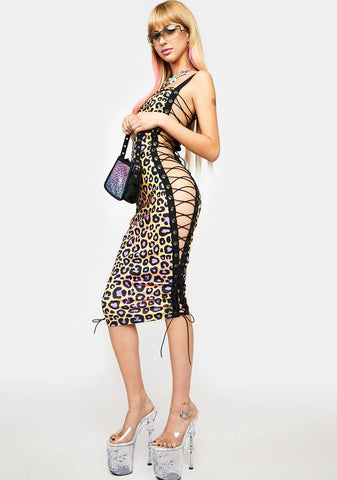 Wild For You Lace-Up Bodycon Dress