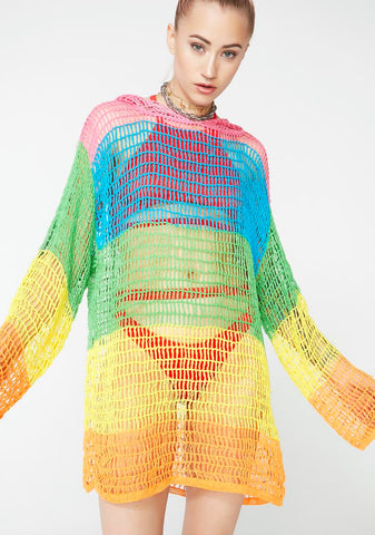 Sorbet Shortie Crochet Hoodie