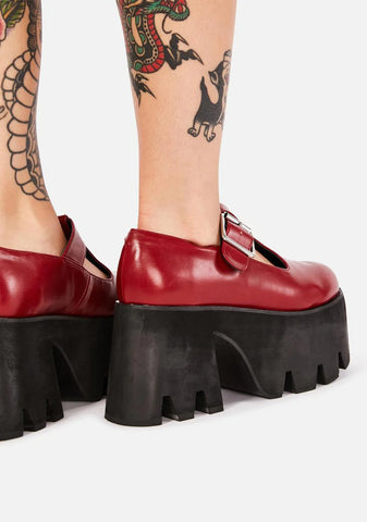 Red Tee Tee Platform Mary Janes