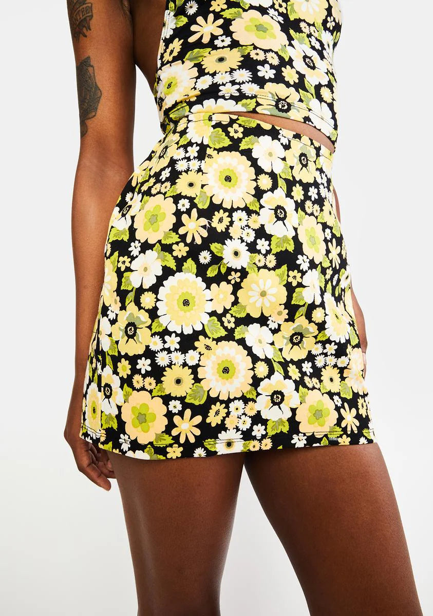 Retro Floral Ima Mini Skirt