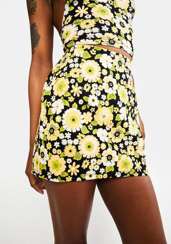Retro Floral Ima Mini Skirt