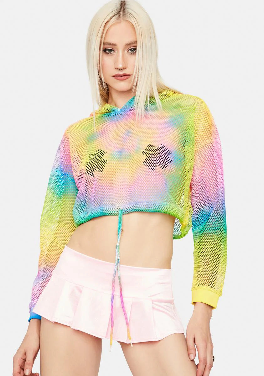 Ur Funhouse Friend Mesh Tie Dye Hoodie