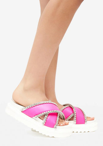Pink Artistic Slide Sandals