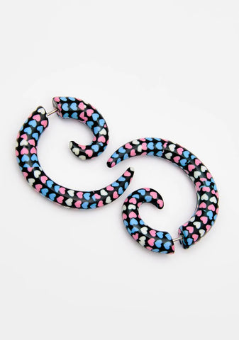 Tied Up Hearts Spiral Earrings