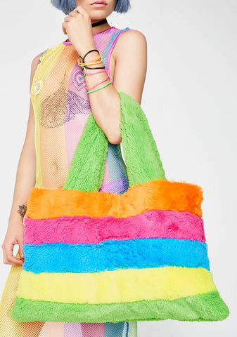 Rainbow Chaser Fuzzy Tote