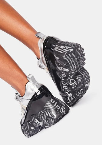 Silver Blackberry Platform Sneakers