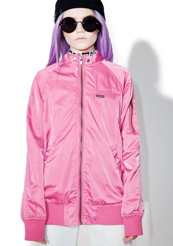 Rose Washed Satin Boyfriend Jacket