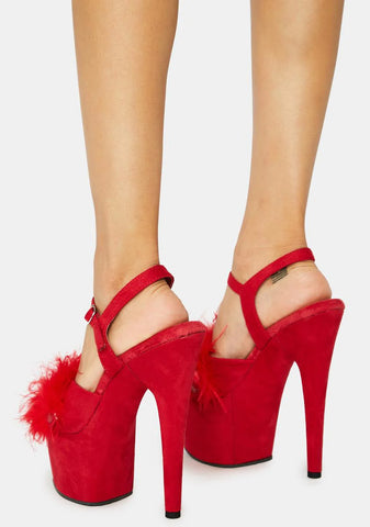 Red Adore Fluffy Heels