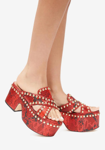 Red Barstyn Snakeskin Platforms