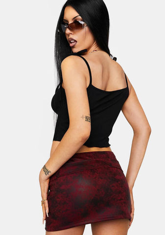 Red Cheese Mini Skirt