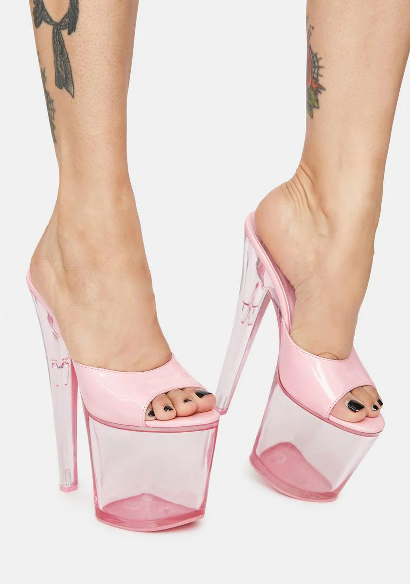 Pink Sasha Clear Platform Heels