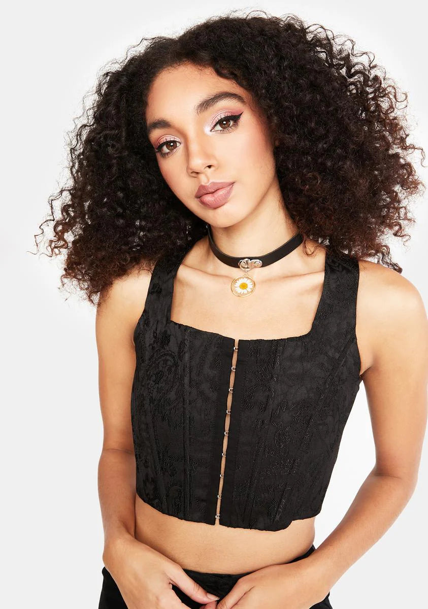 Black Brocade Corset Top