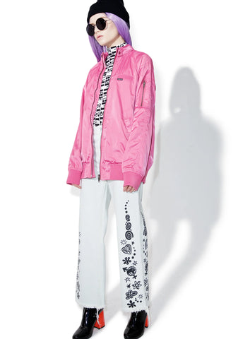 Rose Washed Satin Boyfriend Jacket