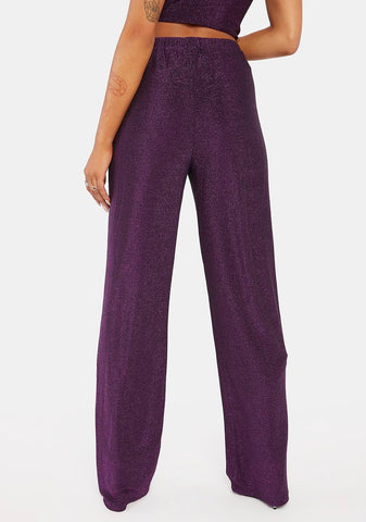 Purple Slinky Glitter Niran Trousers