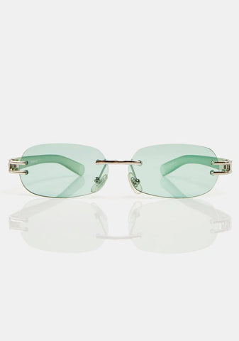 Holla Green Oval Sunglasses