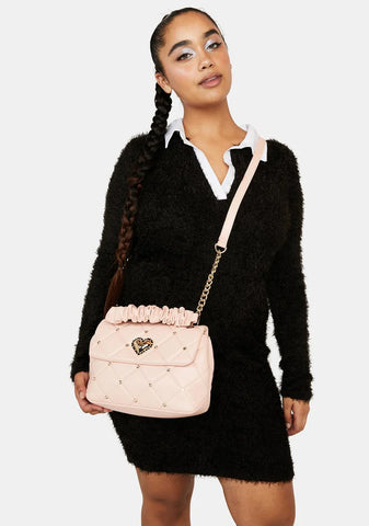 Blush Scrunch And Shine Top Handle Bag