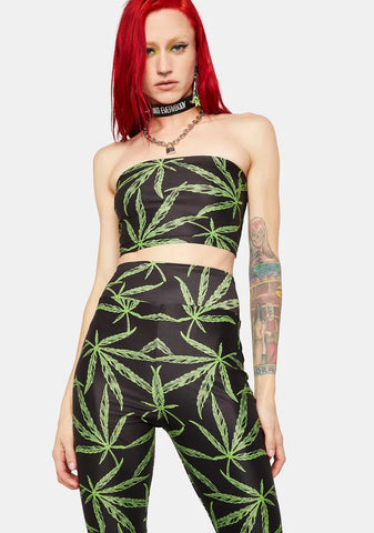 Weed Leaf Boob Tube Set