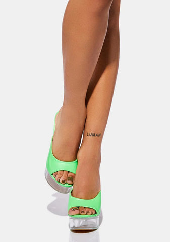 Lime Dreamful Platform Heels