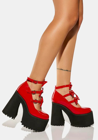 Seeing Red Platform Mary Janes