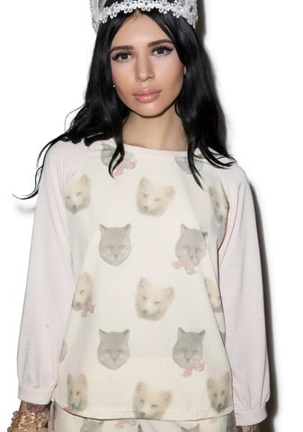 Snow Foxy Raglan - White