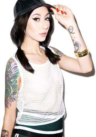 Mesh Crop Top - White