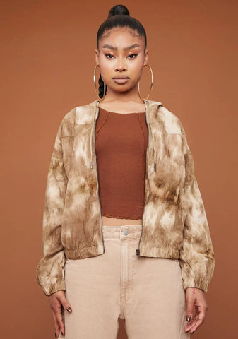 Olive On The Flip Side Tie Dye Zip Up Hoodie