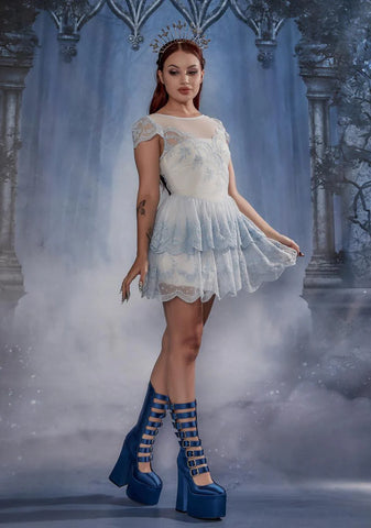 Sky Twisted Tea Party Lace Dress