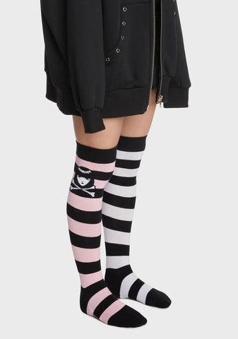 Yawn Away Mismatched Striped Socks