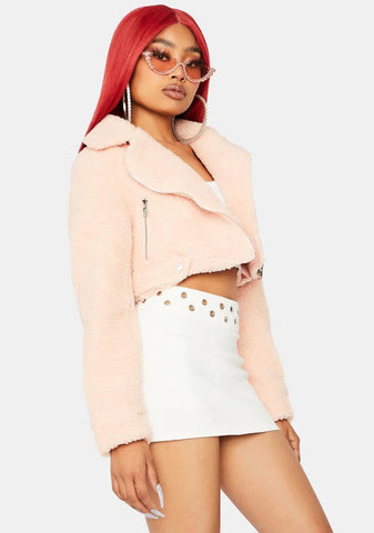 Rose Crop Me Out Sherpa Jacket