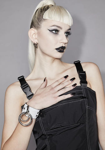 White O Ring Vegan Leather Wrist Cuff