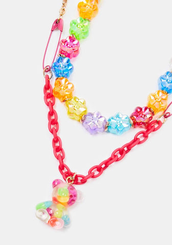 Rainbow Hugs Dice Beaded Necklace