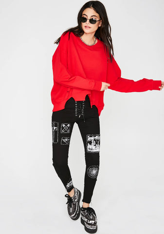 Never Stop Lace-Up Sweatshirt