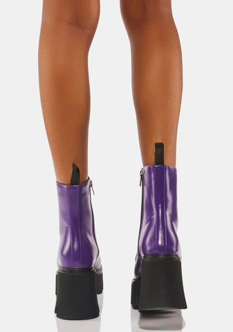 Purple Run To You Platform Ankle Boots