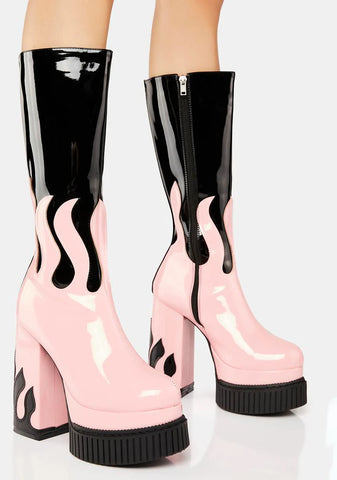 Pink & Black Ignite Platform Boots