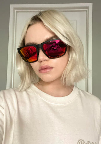 Red Hidden Storage Mirror Lens Sunglasses
