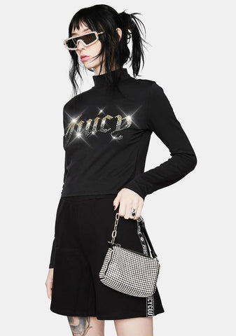 Rhinestone Juicy Logo Long Sleeve Top