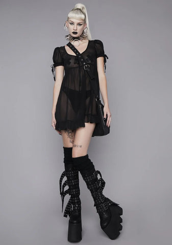 Dark Wayward Romance Chiffon Babydoll Dress