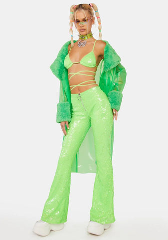 Lime Infinity Dream Sequin Flares