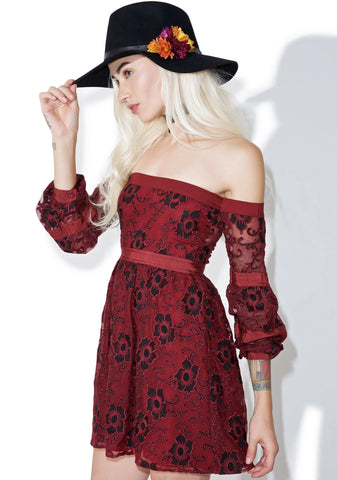 Burgundy Jolene Off-Shoulder Dress