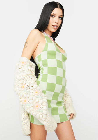 Lime The Groove Knit Halter Dress