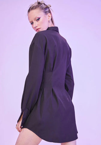 Noir Waiting For Tonight Long Sleeve Shirt Dress